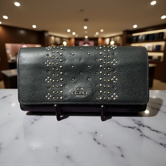 Coach Bandana Rivets Long Flap Over Wallet - Picture 1 of 8